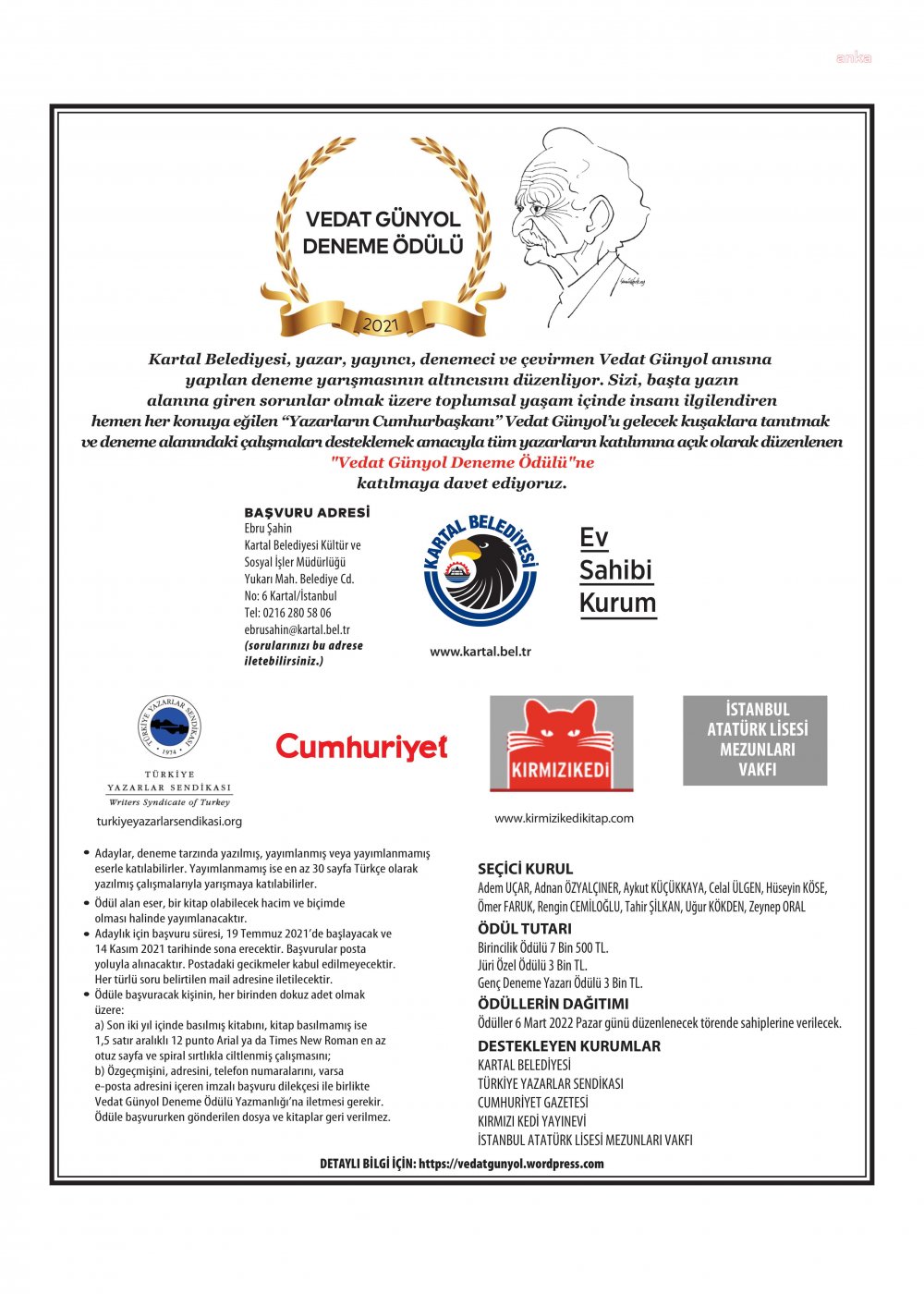 VEDAT GÜNYOL DENEME YARIŞMASI İÇİN GERİ SAYIM BAŞLADI