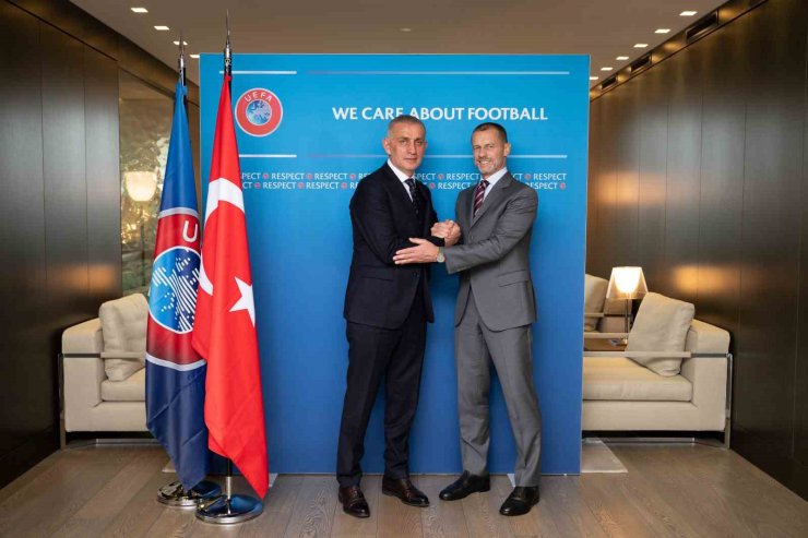 TFF BAŞKANI HACIOSMANOĞLU, UEFA BAŞKANI CEFERİN İLE BULUŞTU