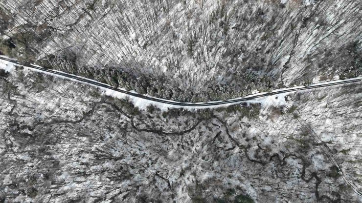 BEYAZA BÜRÜNEN BELGRAD ORMANI HAVADAN GÖRÜNTÜLENDİ