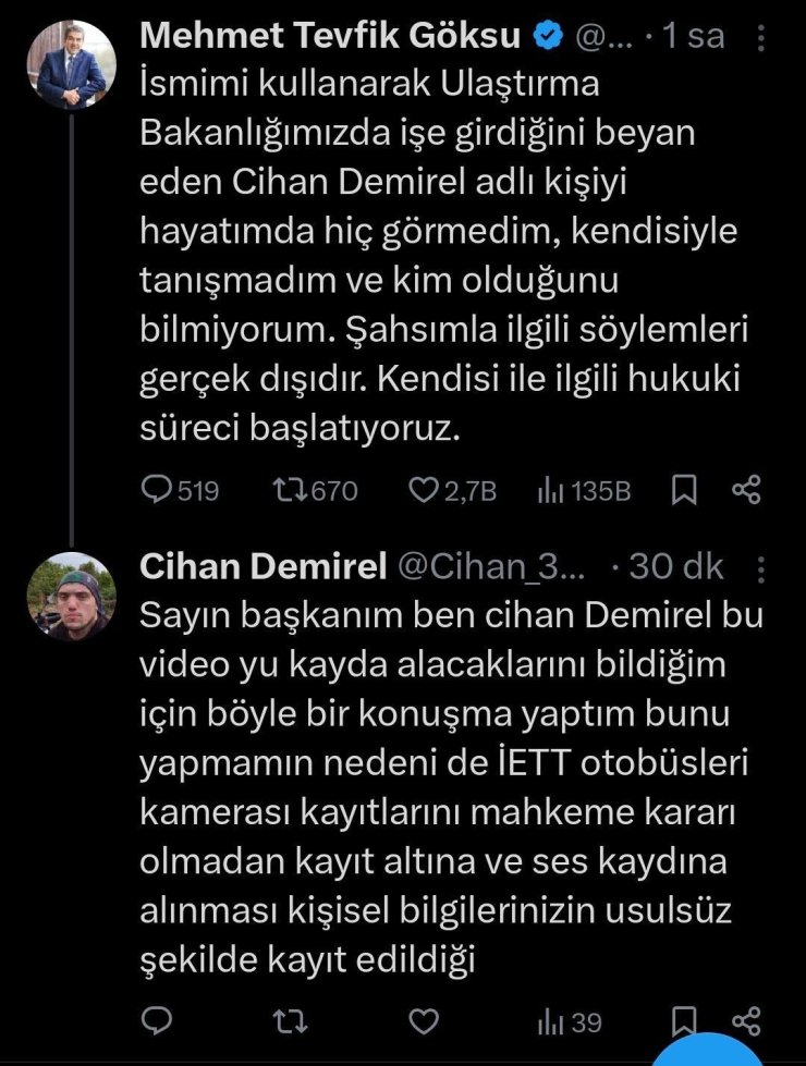 TEVFİK GÖKSU "KADRO" İDDİALARININ ARDINDAN HUKUKİ SÜREÇ BAŞLATTI