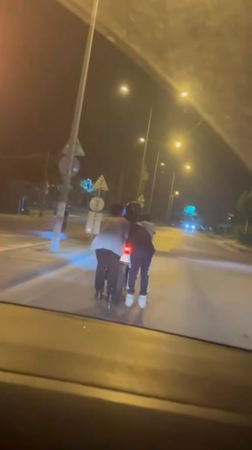 ARNAVUTKÖY’DE PATEN YOLCULUĞU KÖTÜ BİTTİ, OTOMOBİLİN ALTINDA KALMAKTAN SON ANDA KURTULDU